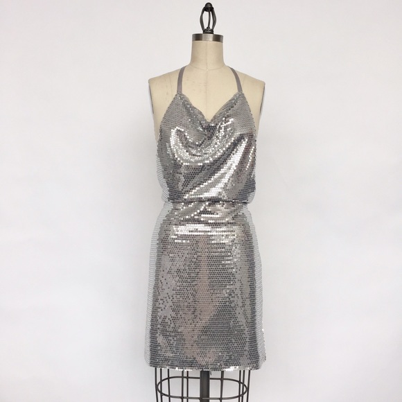 classy&cooking silver sequin apron cowl neck - Picture 1 of 4