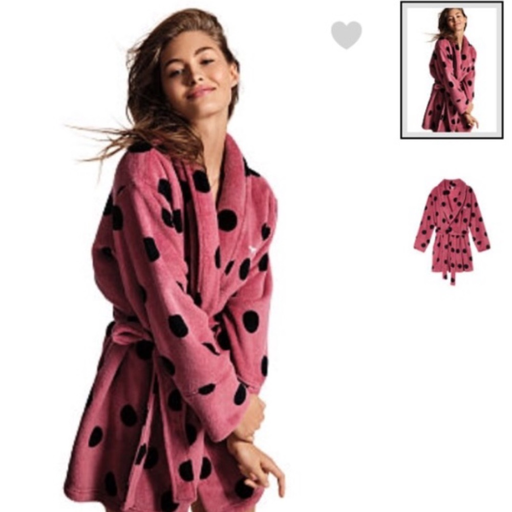 Pink polka dot robe