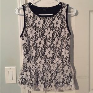 black and white lace peplum top!