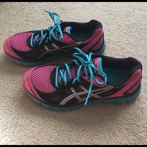 Asics Size 8 Pink Blue Black Women's Running Shoes