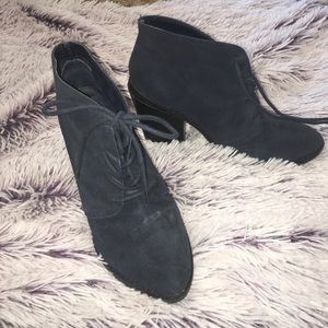 Navy blue lace up booties