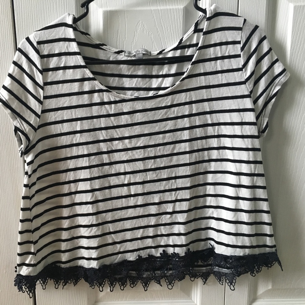 Charlotte Russe Flowy short sleeve striped shirt
