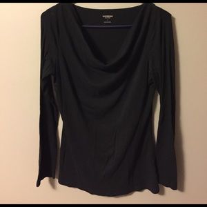 Express Large black long sleeve top curved neck