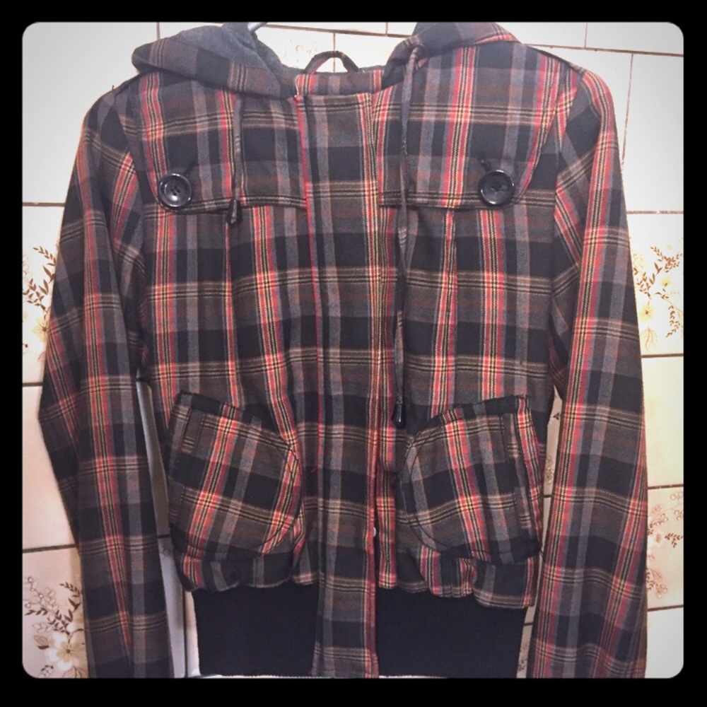 Plaid jacket With hoody