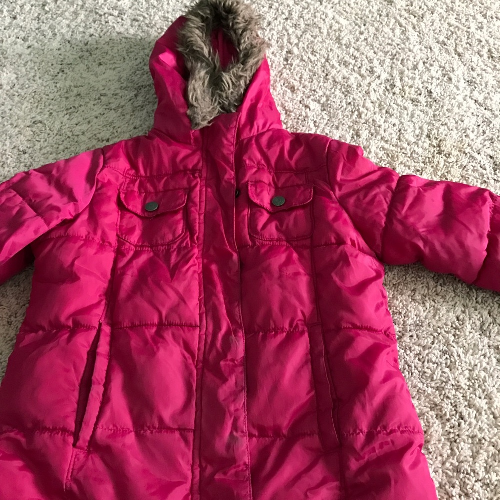 Old Navy kids pink fleece lined winter jacket