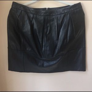 BCBG Leather Pleated Skirt with Pockets