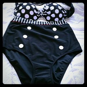 Brand New! High Waisted Vintage 2pc Poka dot Bikin