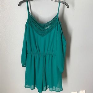 EUC! Kelly green chiffon romper