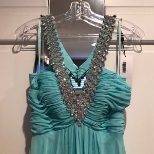 Mint floor length prom dress