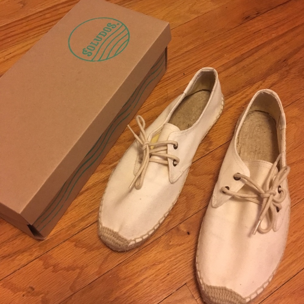 Off White Lace up Espadrilles