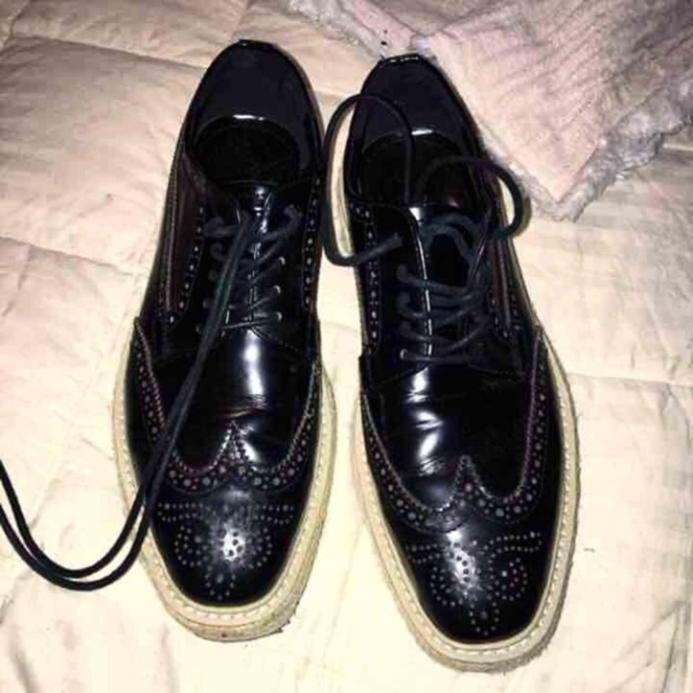 Prada Oxford Spazzolato Leather Brogue Creepers