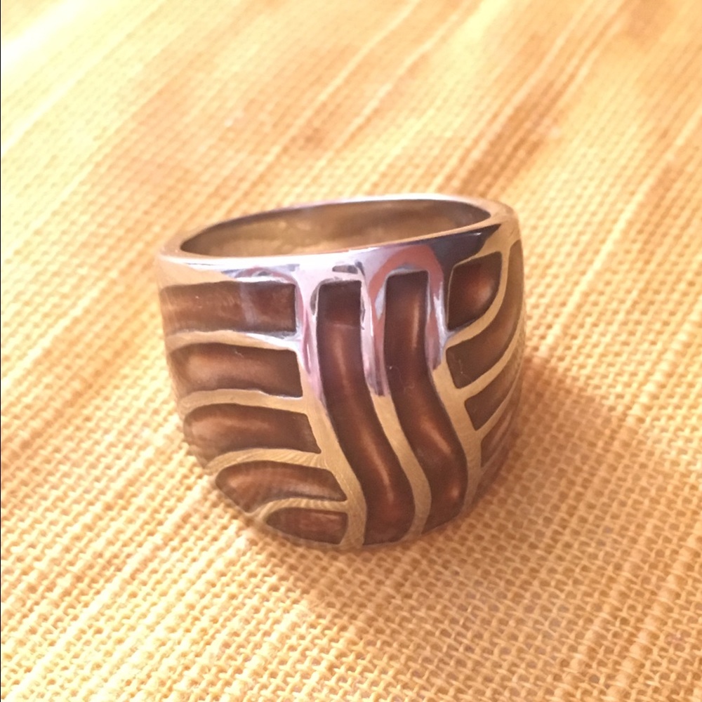🐅Silver & brown statement ring🐅