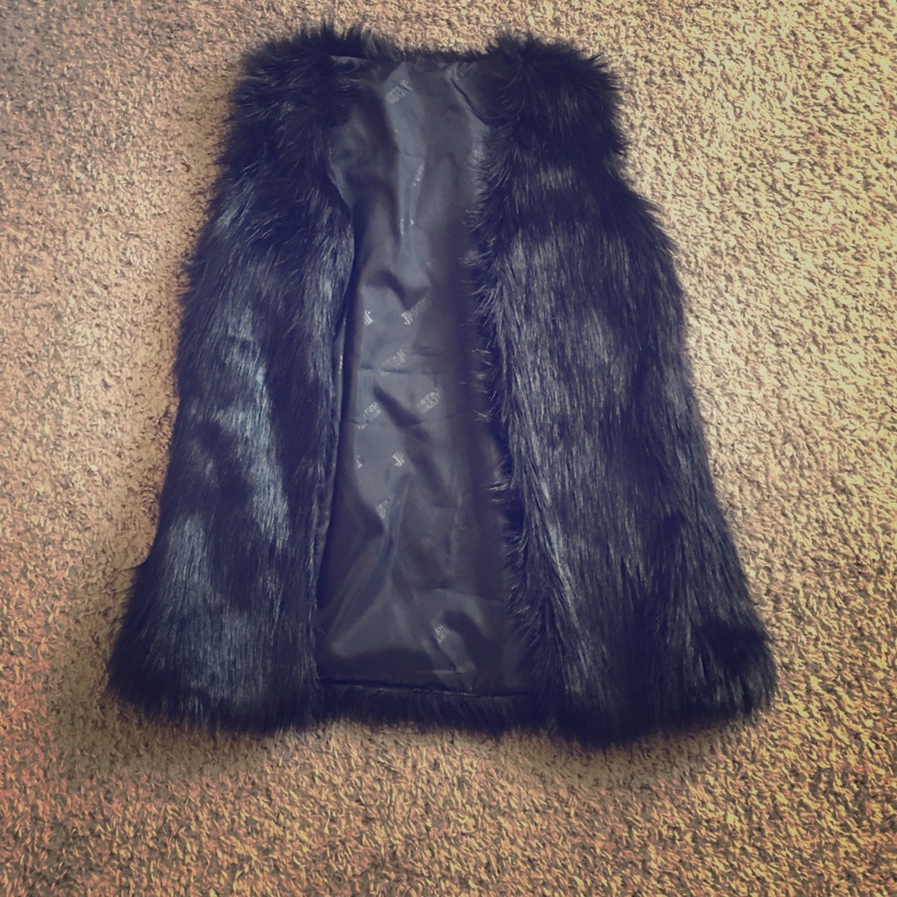 Black womens fur vest
