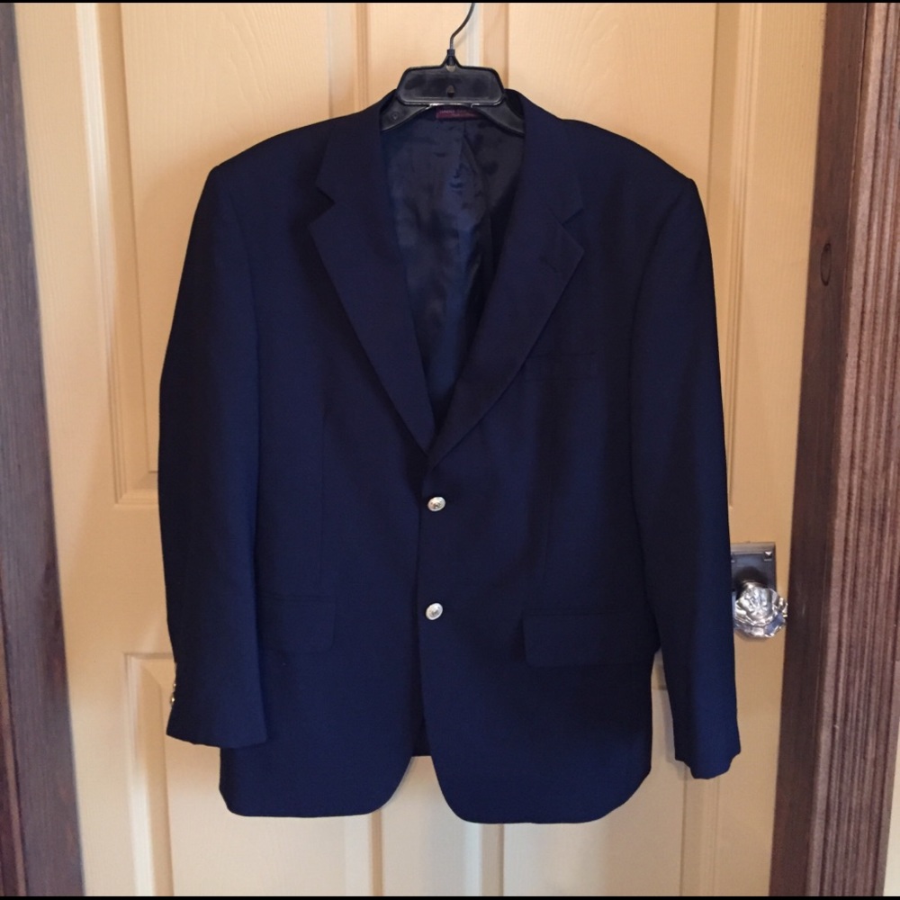 Men's Navy 100% Wool Blazer