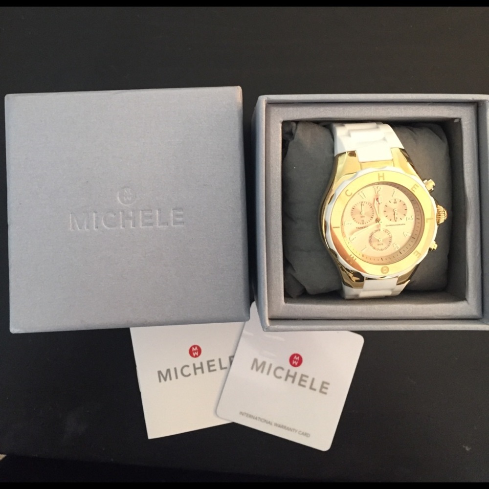 Michele Tahitian Jelly White Silicone, Gold