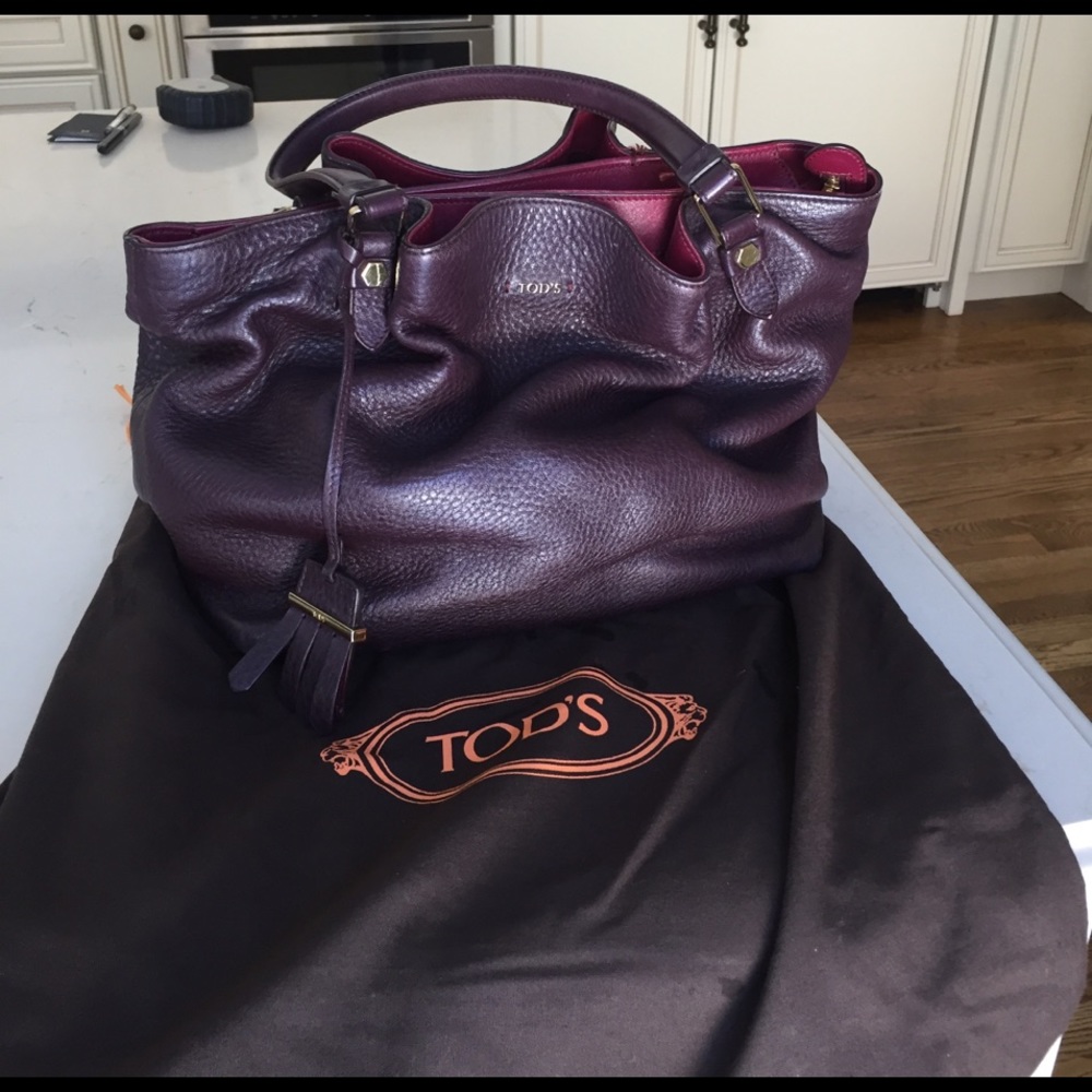 Tod's burgundy leather handbag
