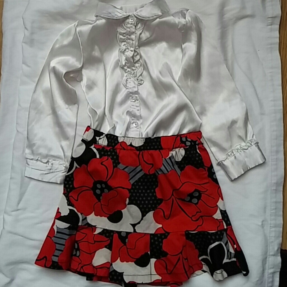 Gap skirt and TCP elegant satin onesie 3T
