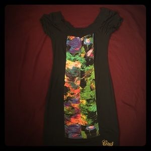 Black coogi dress - middle splashed with color