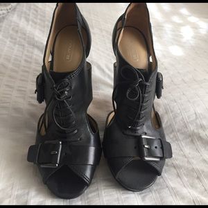 Coach black leather heels