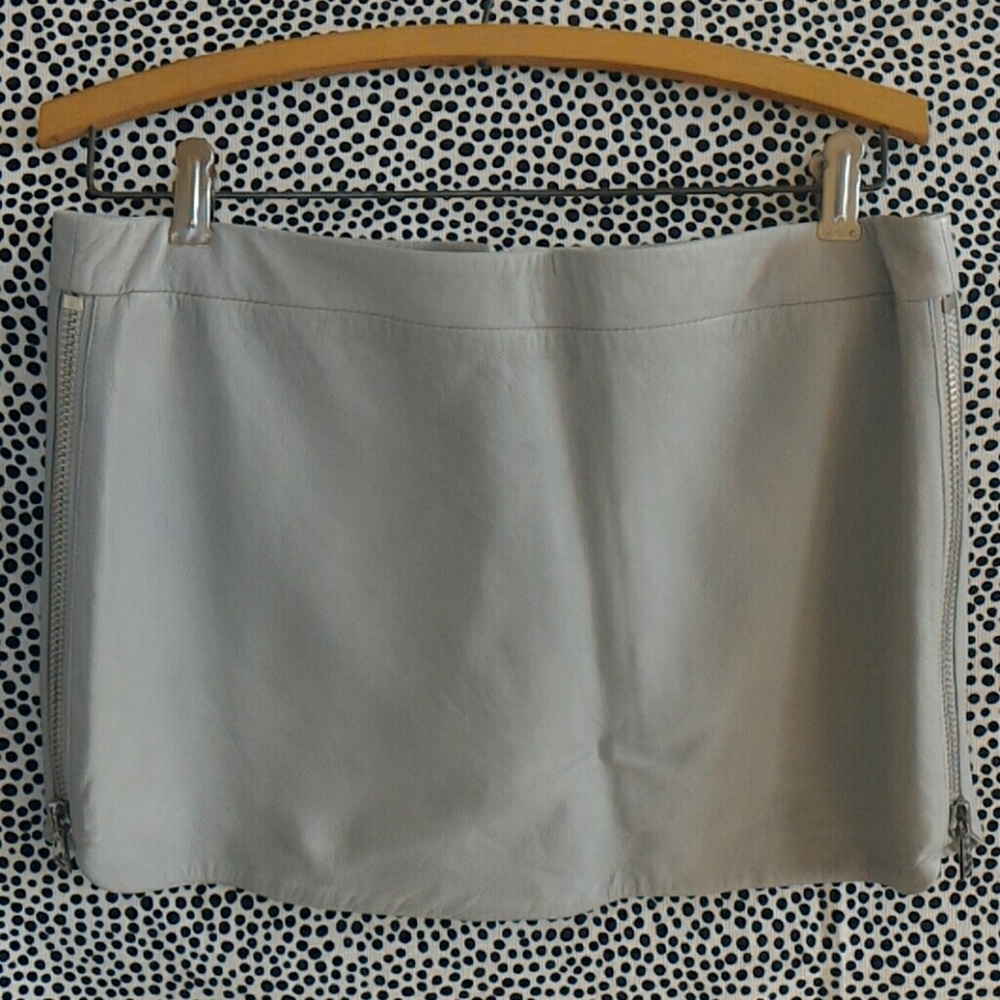 Intermix leather miniskirt