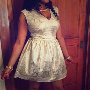 Off white and gold fluffy dress