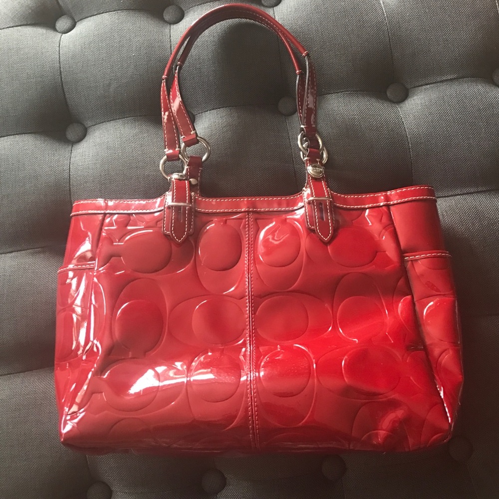Coach redish burgundy cowhind leather tote
