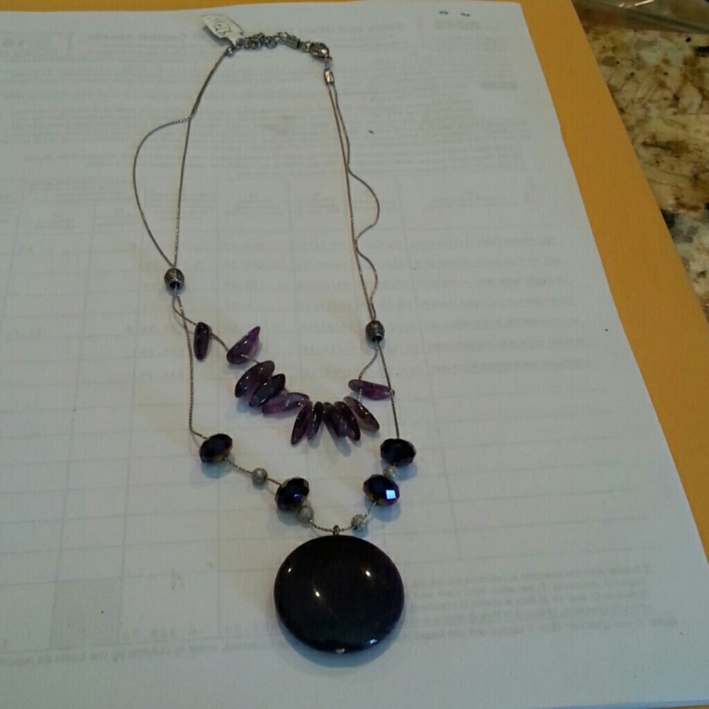 Purple stone layered necklace