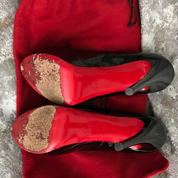 Lady peep patent red sole in black - Picture 2 of 4