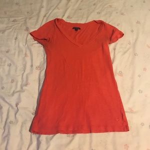 Coral v-neck short sleeve t-shirt
