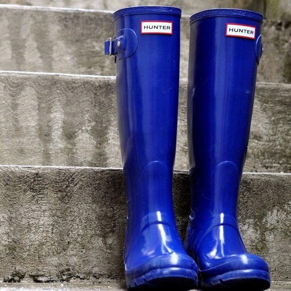 Hunter Shoes - Cobalt blue Tall Gloss Rain Boots • Hunter