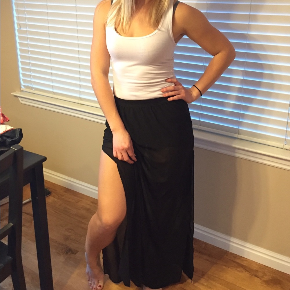 Sheer black maxi skirt