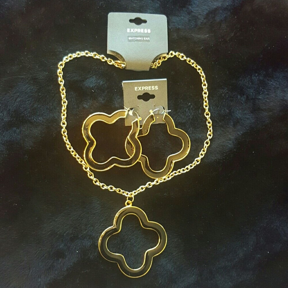 EXPRESS Necklace / Earrings Set (black/gold)