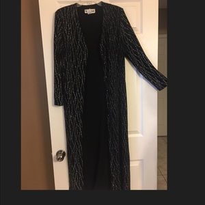 Elegant long sparkly black jacket