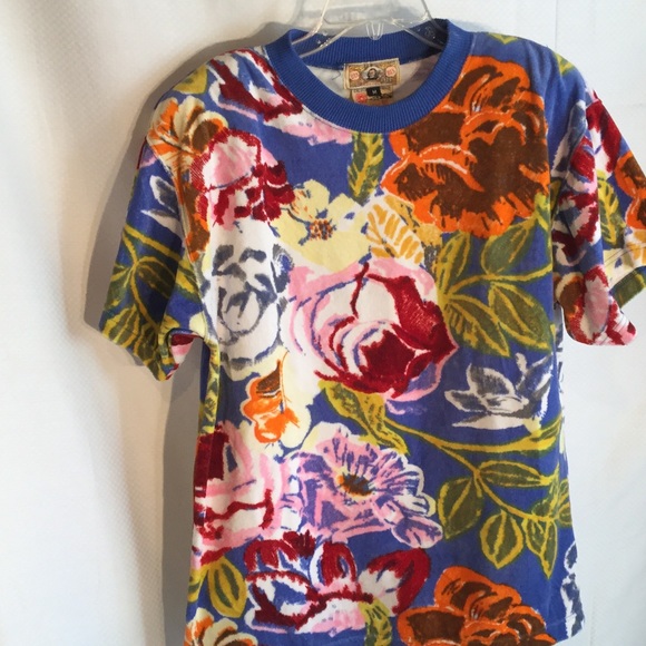 BIS M oversized velour floral print t shirt euc - Picture 1 of 3