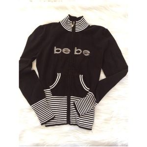 bebe Black/White ZipUp Sweater