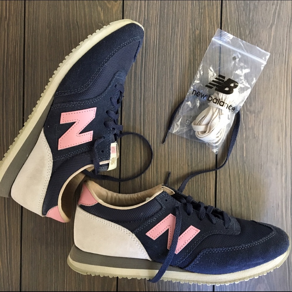 New Balance Navy and Pink Suede Classics
