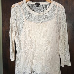 Lace 3/4 length shirt with cami