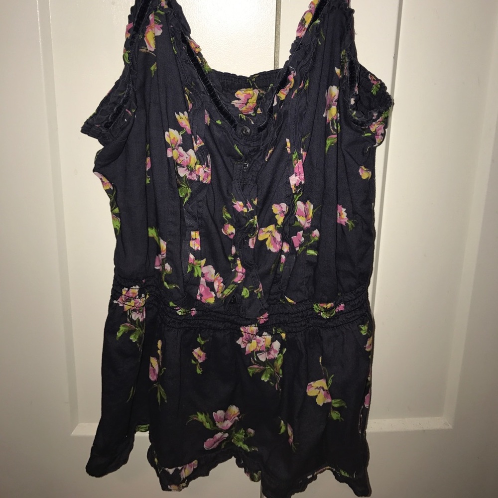 Navy Floral Tank Top