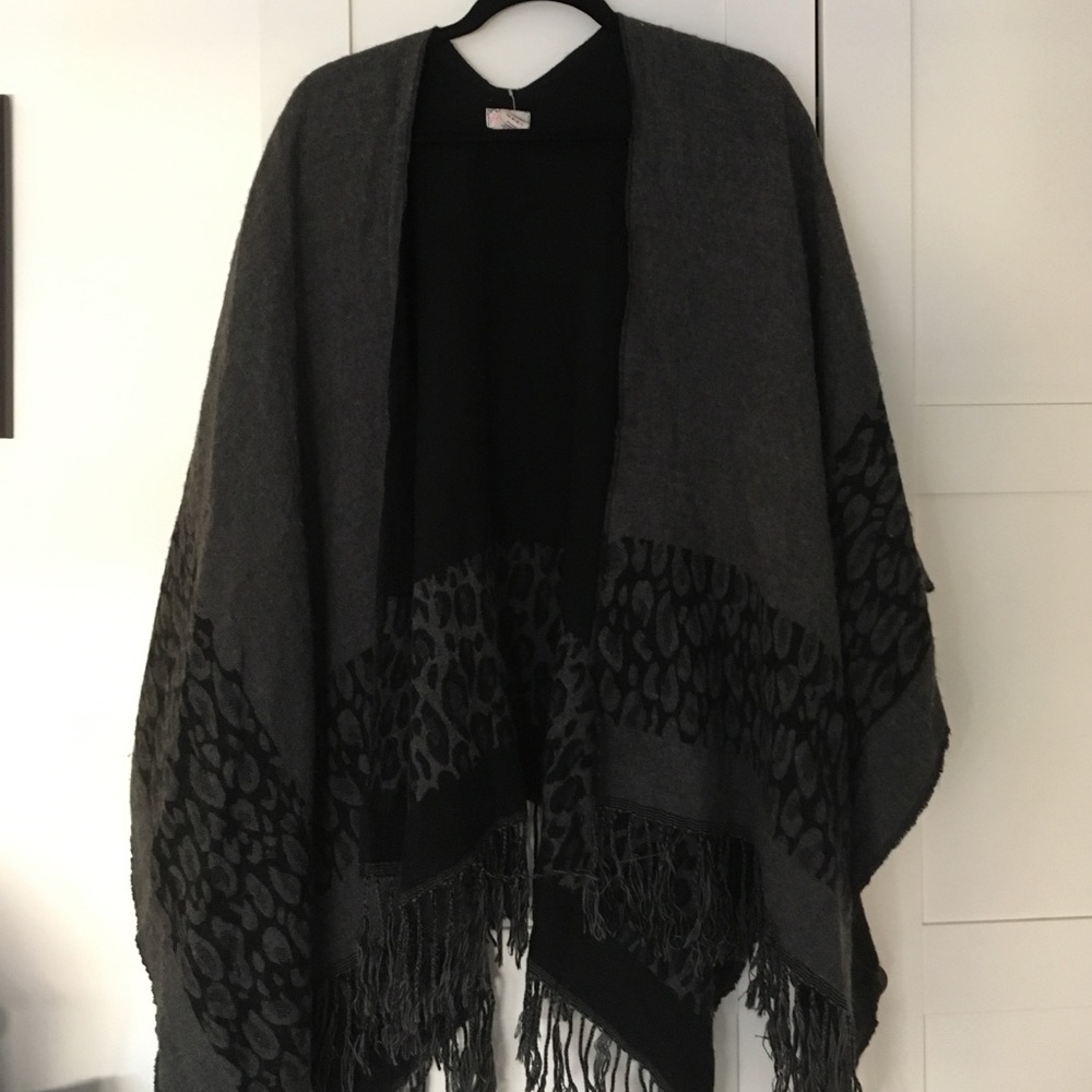 Free People Grey oversized poncho