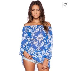 Show Me Your Mumu Wallace Tunic in Athena Blue OTS