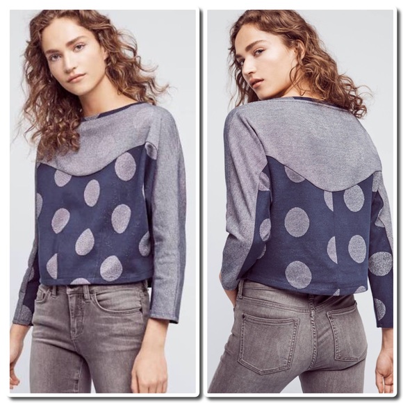 Anthropology Metallic Dot Sweatshirt - Picture 2 of 6