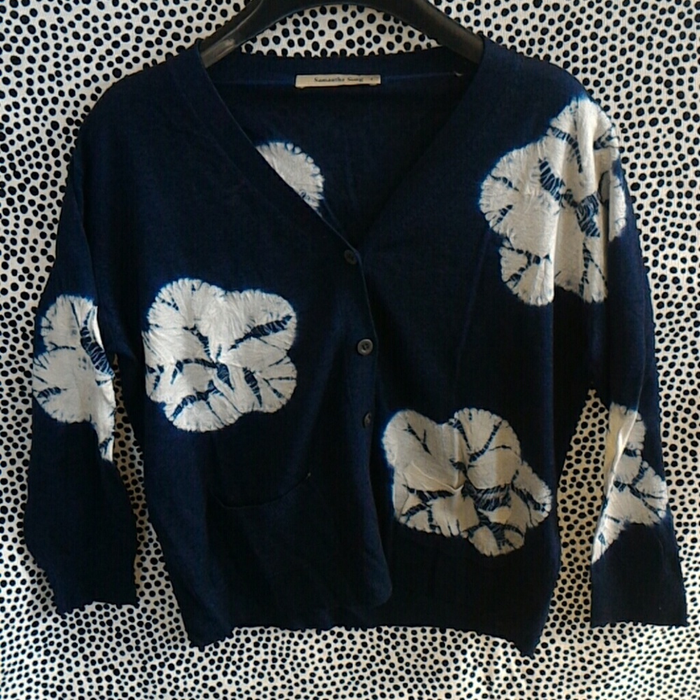 Samantha Sung navy blue floral cardigan