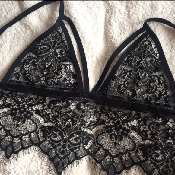 🌿 Black Lace Eyelash Bralette - Picture 4 of 8
