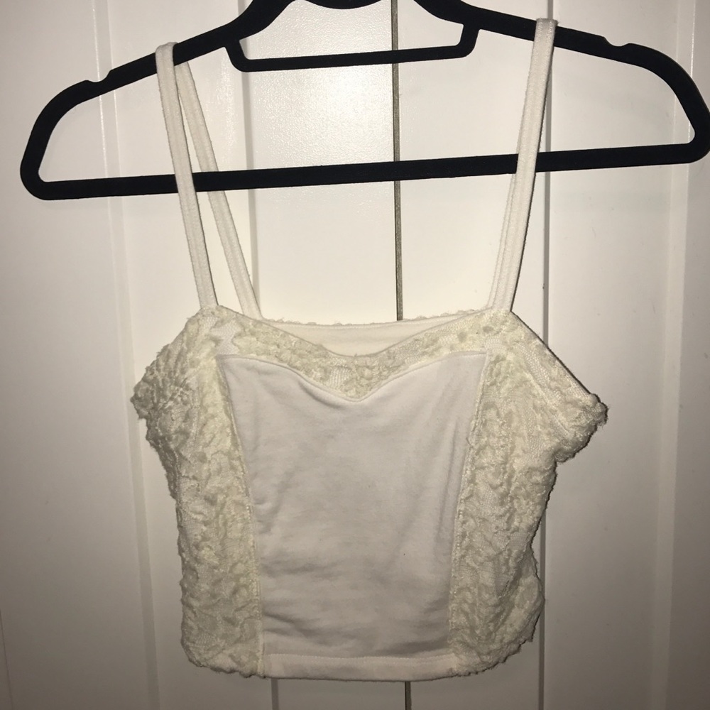 White Lace Cropped Tank Top