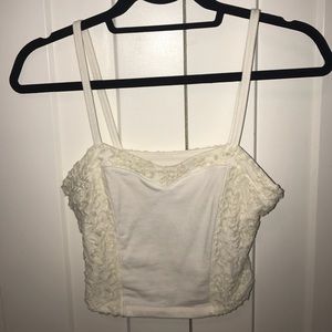 White Lace Cropped Tank Top