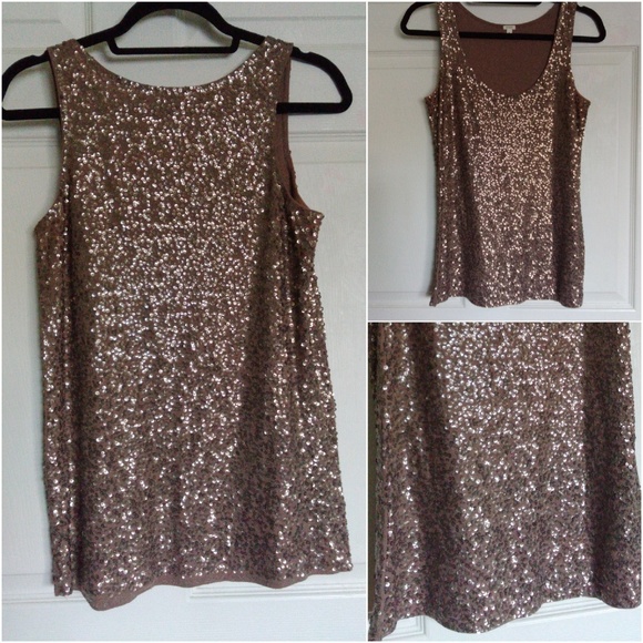 ✨ J CREW Bronze Sequin Tank✨ - Picture 2 of 4