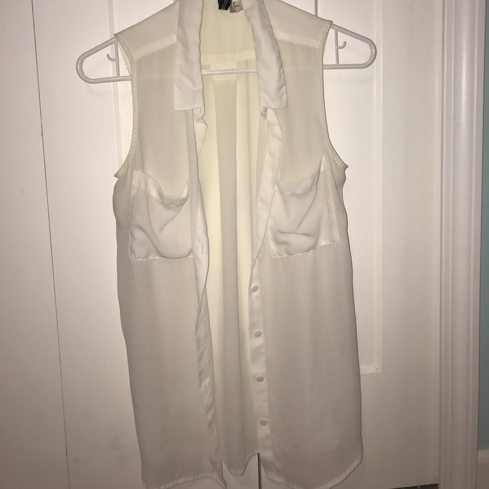 White Button Down Chiffon Top