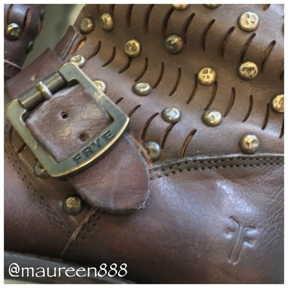 FRYE Jenna Cut Stud Short Boot [dark brown] - Picture 4 of 8