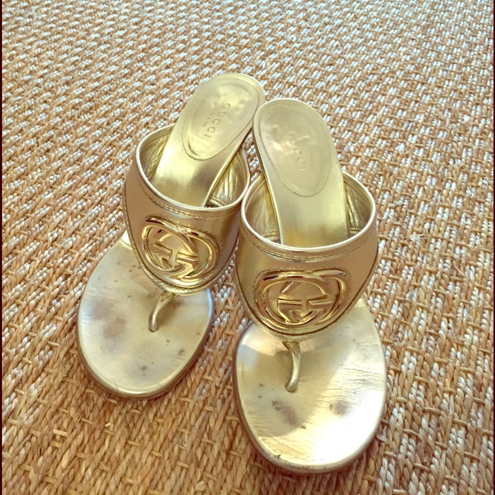 Gucci gold high heeled sandal