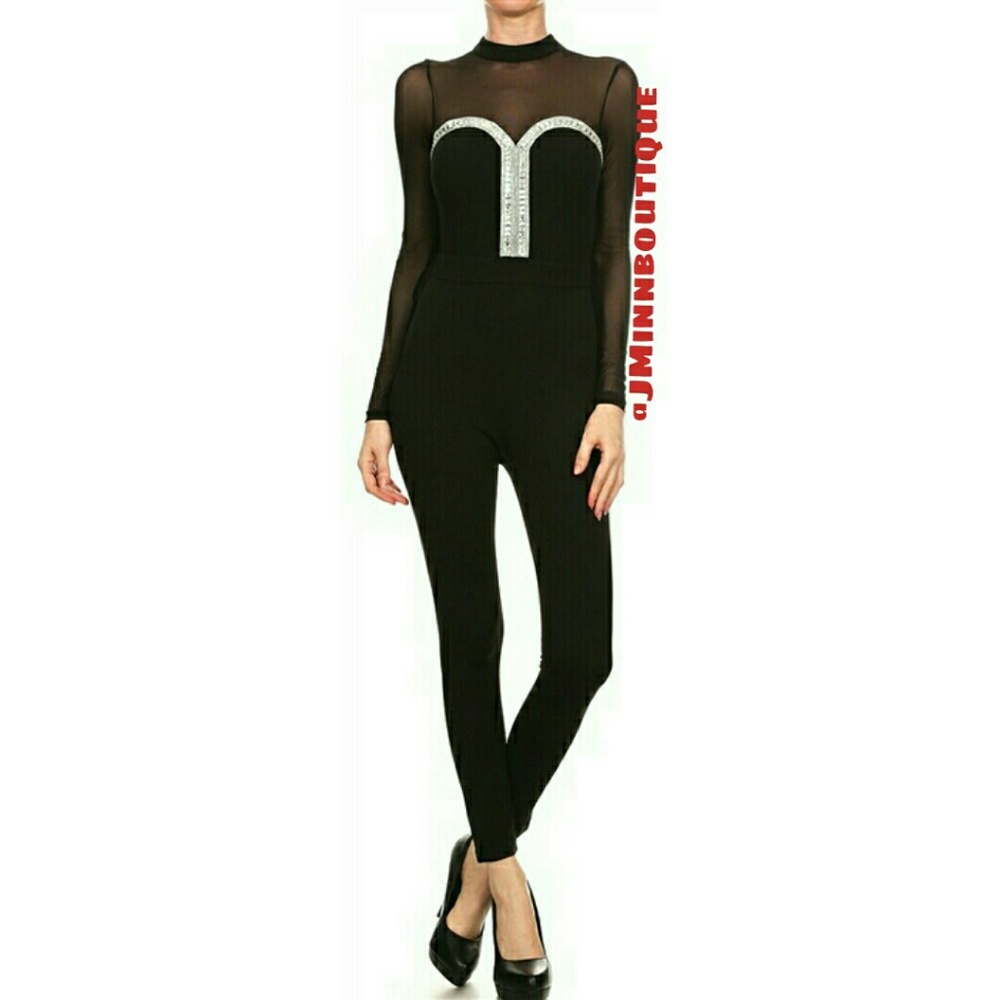Rhinestone front embellished jumpsuit